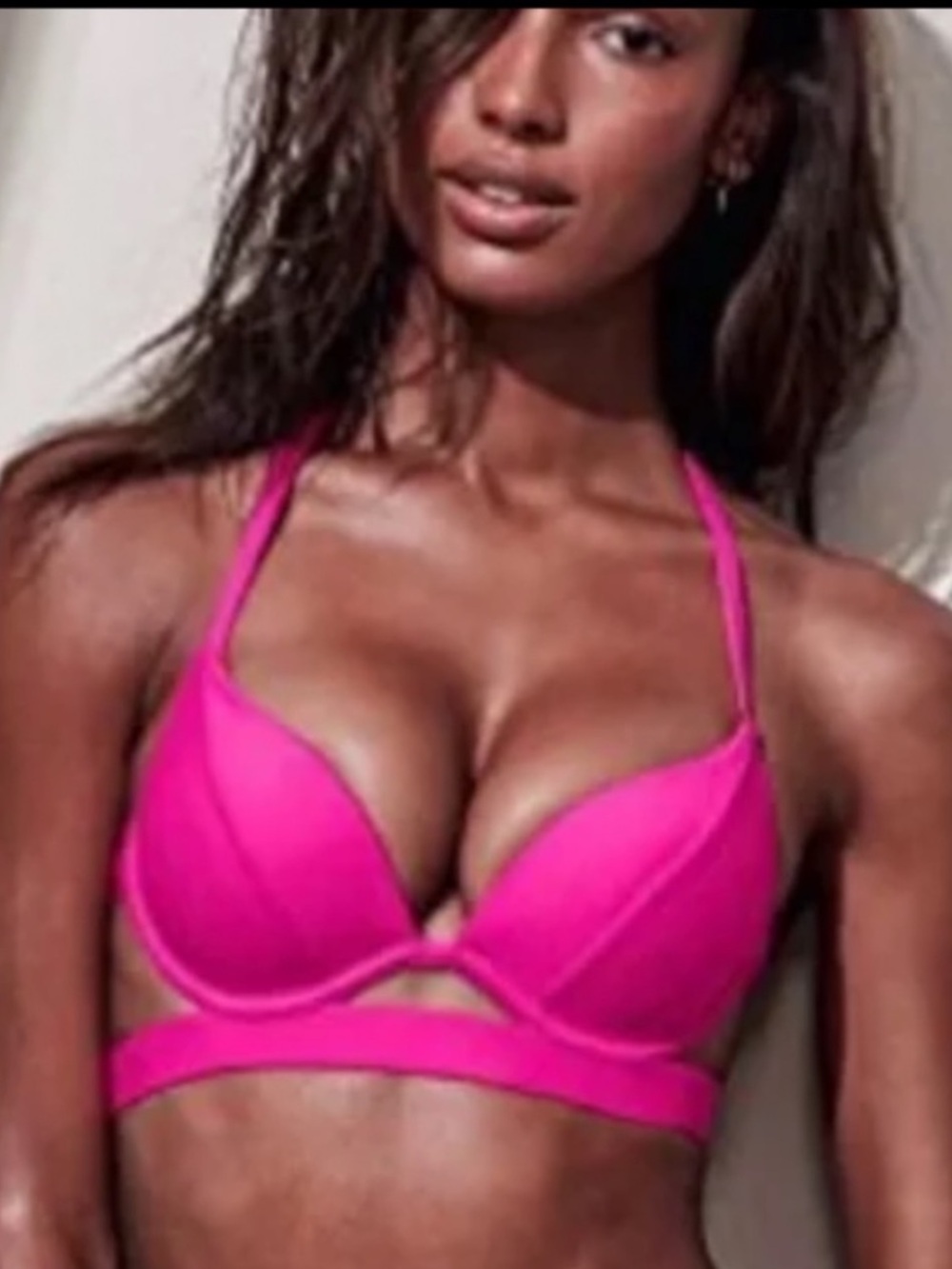 NWOT VS Pink “The Hottie Halter” Barbie Pink Bikini Top